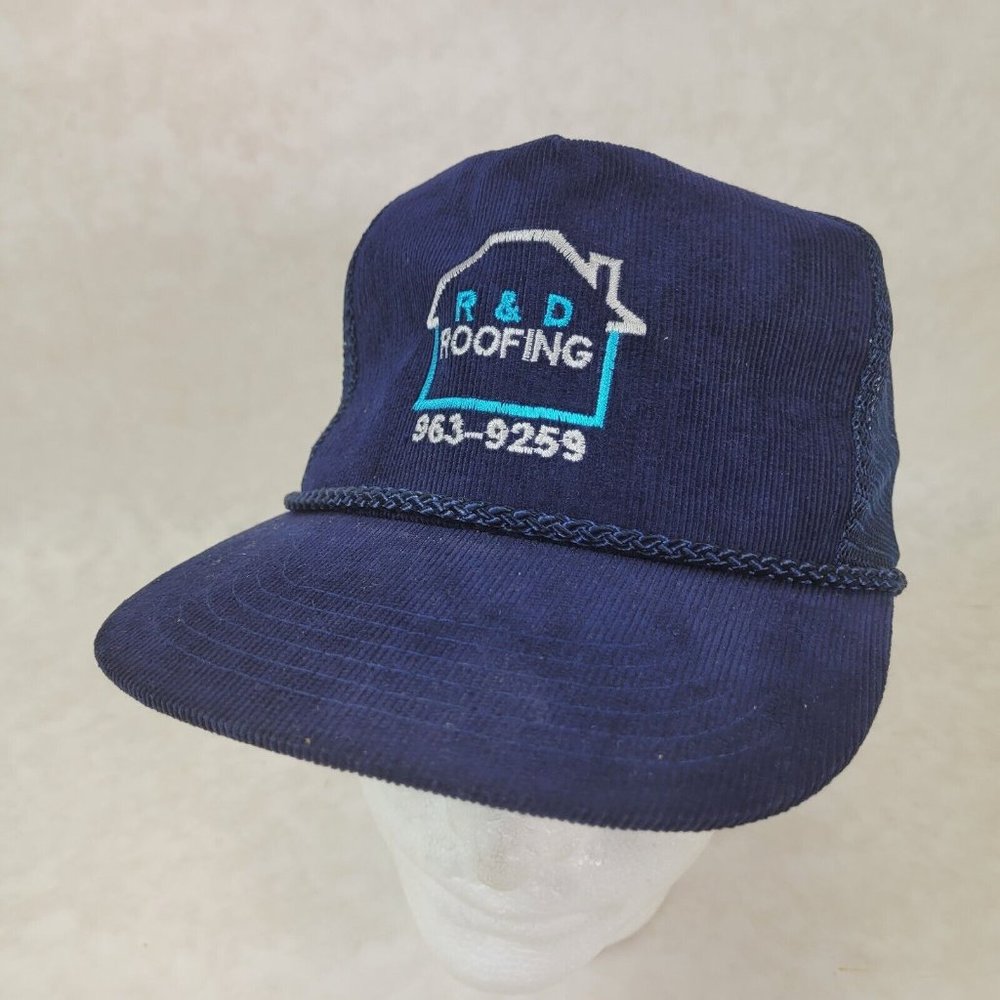 B&D Roofing Hat Snapback Baseball Vintage 80s Cap Corduroy Dad Trucker